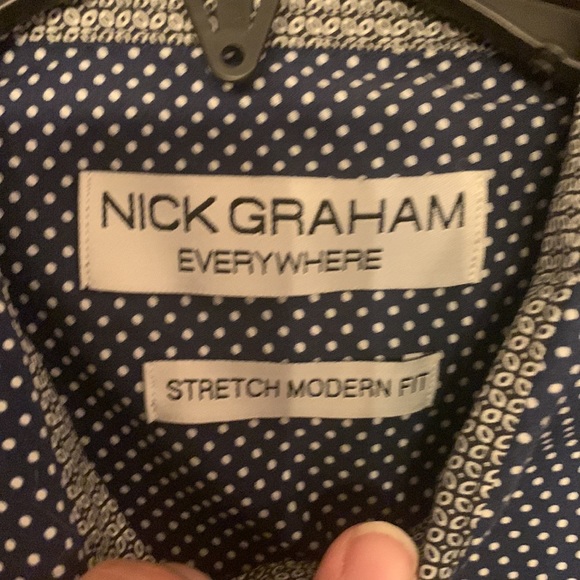 Nick Graham Everywhere Mens XL Stretch Modern Fit Flip Cuff Button Down Blue - Picture 5 of 7